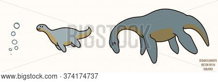 Plesiosaurus Dinosaur Gender Neutral Baby Illustration Clipart. Simple Whimsical Minimal Earthy 2 To