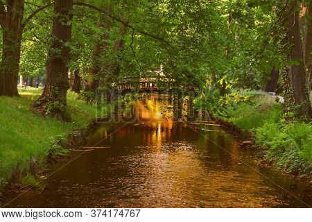 Bridges In The Manor Park In The City Of Iłowa In Poland.\nmanor Park In The City Of Iłowa In Wester
