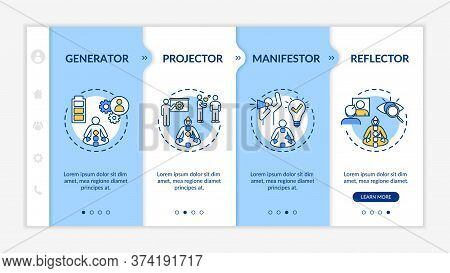 Human Design Classification Onboarding Vector Template. Individuality Types. Psychological Knowledge