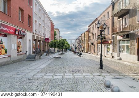 Lomza, Poland - June 1, 2020: Long Street (ulica Dluga) In Old Town Of Lomza.