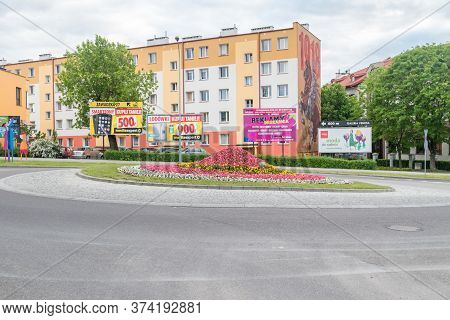 Lomza, Poland - June 1, 2020: One Of The Roundabouts Named After Hanka Bielicka.