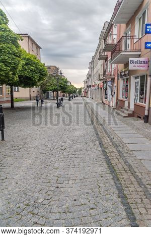 Lomza, Poland - June 1, 2020: Street View In Old Town Of Lomza.