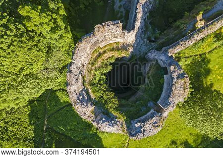 Defensive Tower Classic Round Shape In The Corner Of The Old Fortress, Which Served To Protect The B