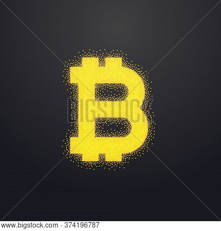 Bitcoins Gold Icon Design Made With Particles Vector Design Illustration