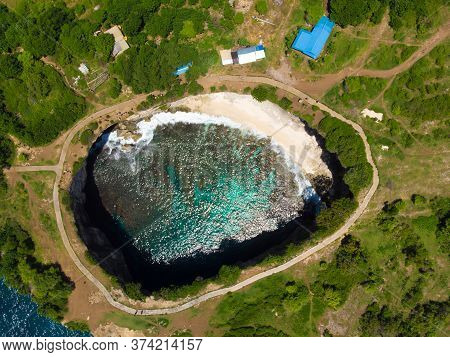 Broken Beach In Nusa Penida Island. Drone View.