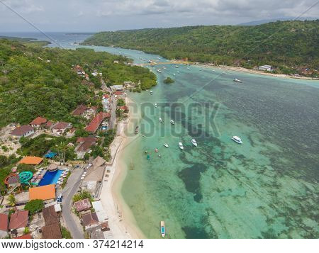 The Coast Of The Village Of Lembongan On The Island Of Nusa Lembongan. Indonesia.