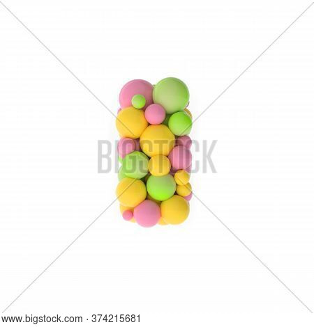 3d Letters Of The Hebrew Alphabet From Small Colorful Pink, Yelloow And Green Balls On White Backgro