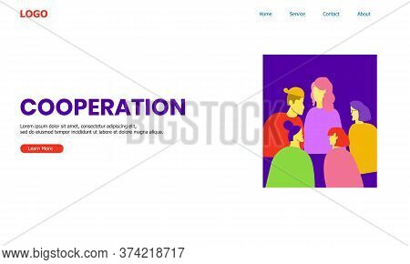 Cooperation Landing Page Website With Fulcolor Characters Illustration Talking One To Another