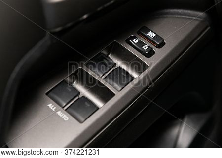 Novosibirsk/ Russia - April  02 2020: Toyota Land Cruiser 200  , Close-up Of The Side Door Buttons: 