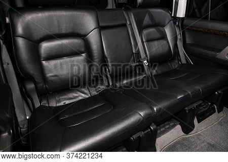 Novosibirsk/ Russia - April  02 2020: Toyota Land Cruiser 200  , Comfort Car Inside. Clean Car Inter