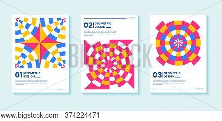 Modern Abstract Bright Color Covers Set, Minimal Covers Design. Colorful Geometric Background