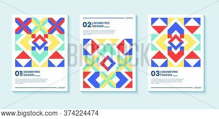Modern Abstract Bright Color Covers Set, Minimal Covers Design. Colorful Geometric Background