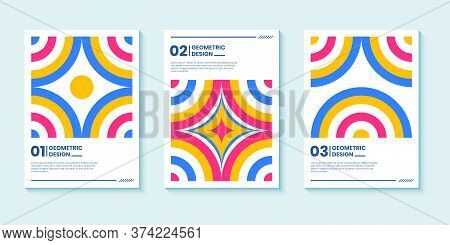 Modern Abstract Bright Color Covers Set, Minimal Covers Design. Colorful Geometric Background