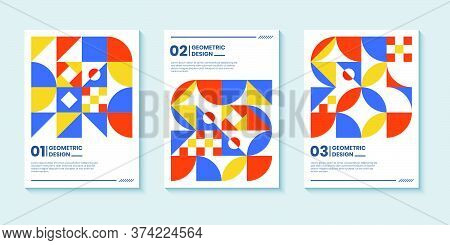 Modern Abstract Bright Color Covers Set, Minimal Covers Design. Colorful Geometric Background