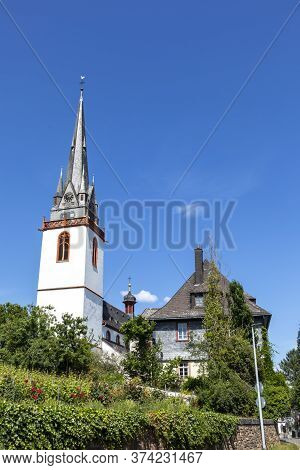 Scenic  View To Old Town Church St. Martin In Eltville, Germany