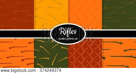 Collection Of Seamless Pattern With Rifles Designed For Web, Fabric, Paper And All Prints