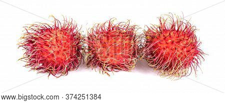 Rambutan Sweet Fruit Isolated On White Background