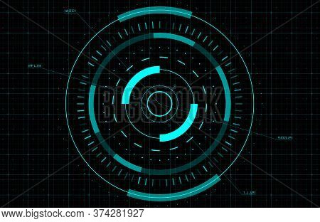 Hud, Gui, Fui Circle Target. Sci-fi Round Head-up Display For Futuristic User Interface. Tech And Sc
