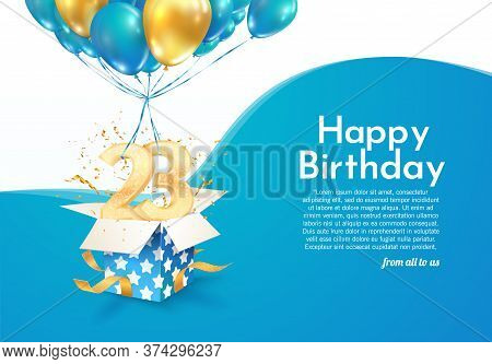 Celebrating 23 Rd Years Birthday Vector Illustration. Twenty-three Anniversary Celebration. Adult Bi