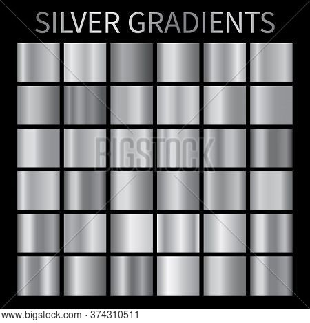 Silver Metal Gradient Backgrounds Vector. Chrome Shiny Texture Vector