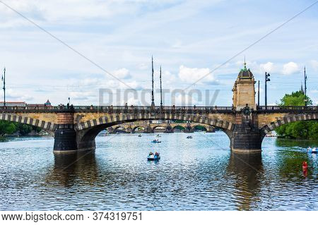 Prague, View Of The Legia Bridge In Summer. Prague / Czechia - 05.21.2019