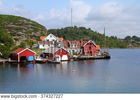 Norway - Skjernoya Island In The Region Sorlandet. Small Fishing Harbor - Farestad.