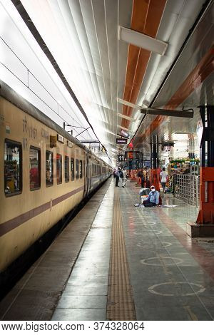 June 29, 2020 - New Delhi Railway Station: Less Crowded Railway Station In India In Afternoon Dring 
