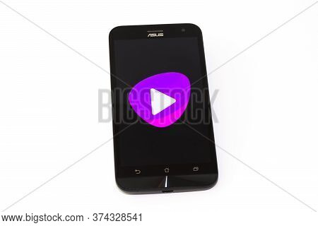 Kouvola, Finland - 23 January 2020: Telia Tv App Logo On The Screen Of Smartphone Asus