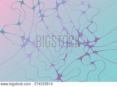 Chain Structure Abstract Futuristic Mint And Deep Purple Vector Background. Curve Lines Network Tiss