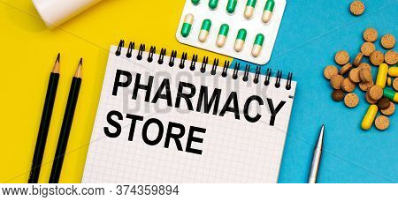 Treatment Word, Pharmacy Store Word With Medical Concepts And Medical Equipment