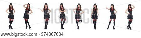 Young woman gangste isolated on white