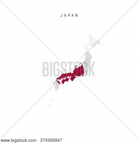 Detailed Waving Flag Map Of Japan. Vector Map With Masked Flag.