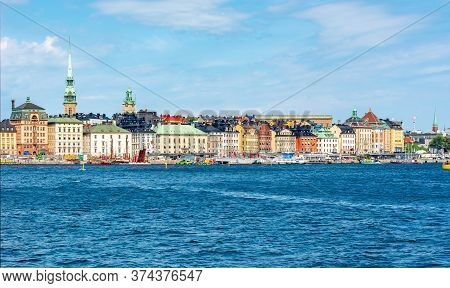 Skeppsbron Embankment Along Old Town (gamla Stan), Stockholm, Sweden