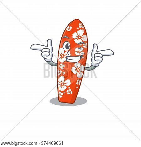 Caricature Design Concept Of Surfboard With Funny Wink Eye