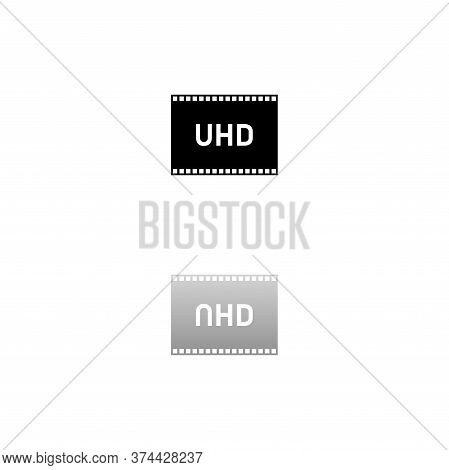 Tv Ultra Hd. Black Symbol On White Background. Simple Illustration. Flat Vector Icon. Mirror Reflect