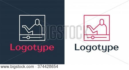 Logotype Line Online Education And Graduation Icon Isolated On White Background. Online Teacher On M