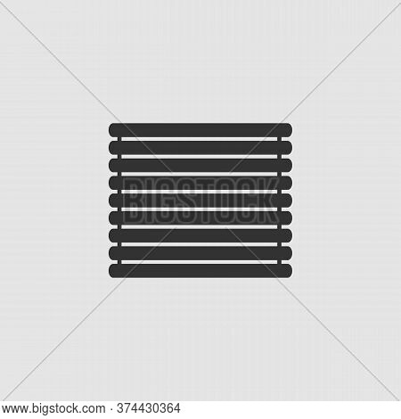 Wooden Logs Raft Icon Flat. Black Pictogram On Grey Background. Vector Illustration Symbol