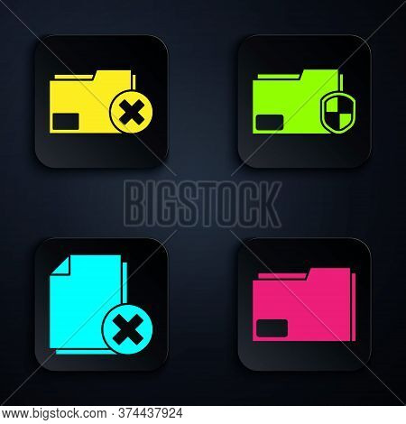 Set Document Folder, Delete Folder, Delete File Document And Document Folder Protection. Black Squar