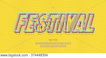 Festival Font 3d Bold Line Style For Summer Party Poster, T Shirt, Flier, Decoration, Card, Sale Ban