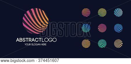 Abstract Linear Logotype Set Modern Gradient Motion Style Isolated On White Background For Wave Flow