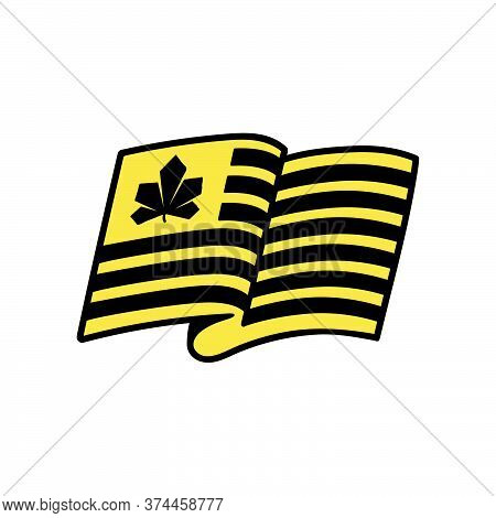 Black And Yellow Stripes Flag Icon With Chestnut Kyiv City Symbol.