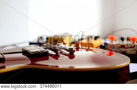 Electric Guitar  And Effect, Electric Guitar,used To Play Music And Notes, For Sing A Song, Macro Ab