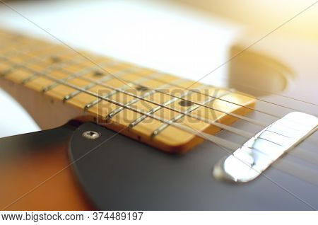 Electric Guitar , Used To Play Music And Notes, For Sing A Song, Macro Abstract.