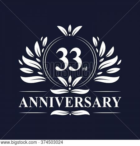 33 Years Anniversary Logo, Luxurious 33rd Anniversary Design Celebration.