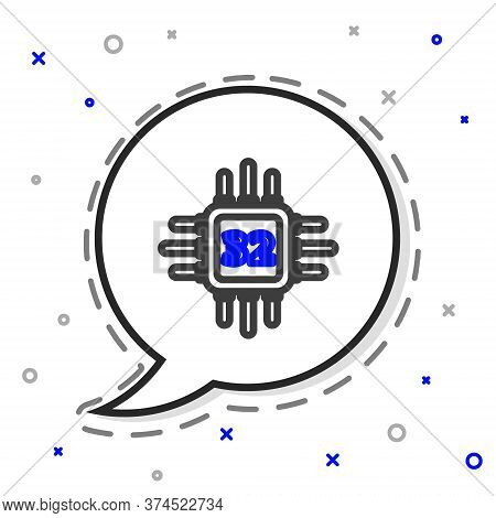 Line Computer Processor With Microcircuits Cpu Icon Isolated On White Background. Chip Or Cpu With C