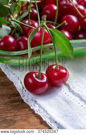 New Harvest Of Red Ripe Juicy Sour Cherry Or Kriek Berry