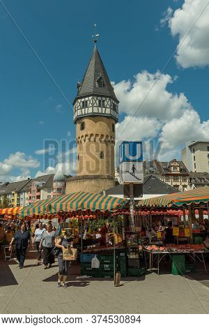 Bockenheim Markt, A Weekly Farmers Market On The Bockenheimer Warte With Fruit And Vegetable Stalls,