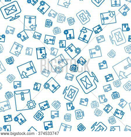 Set Line Envelope Setting, Speech Bubble With Envelope And Envelope On Seamless Pattern. Vector