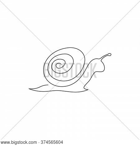 One Continuous Line Drawing Of Exotic Snail With Spiral Shell Mascot Concept For Organic Food Logo I