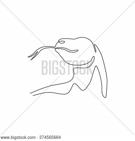 Single Continuous Line Drawing Of Komodo Dragon Head For Adventure Organization Logo Identity. Wild 